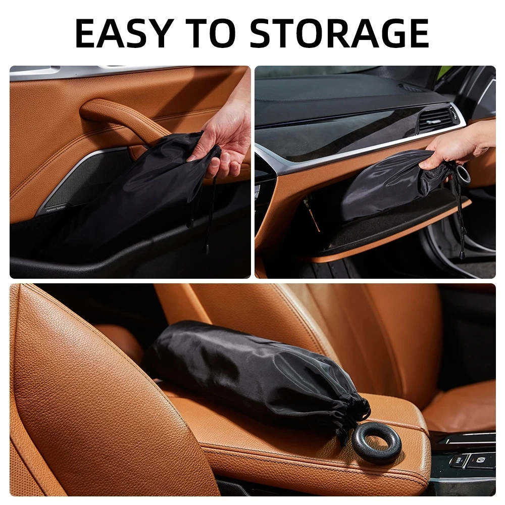 Parasol portátil para parabrisas de coche, sombrilla con anillo de tracción, mango, cubiertas reflectantes Uv de verano