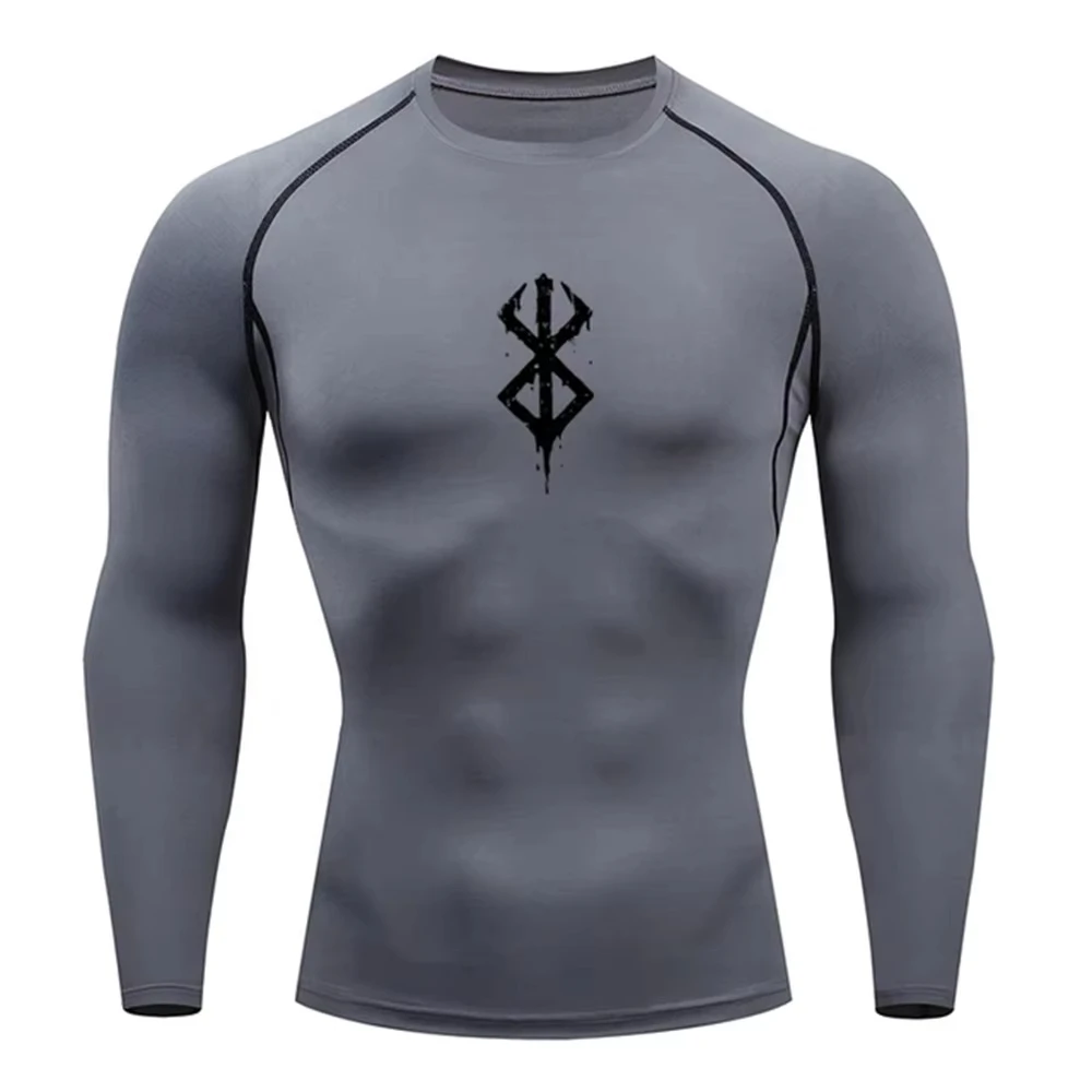 Camiseta de compresión para hombre, camisetas de Anime Berserk Guts para gimnasio, correr, Fitness, ropa deportiva ajustada, camiseta deportiva transpirable de manga larga