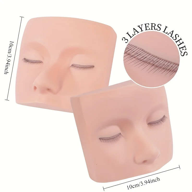 Cabeza de maniquí de pestañas, cabeza de maniquí de maquillaje, extensiones de pestañas, modelo de cara de práctica, cabeza de maniquí de pestañas de silicona elástica suave