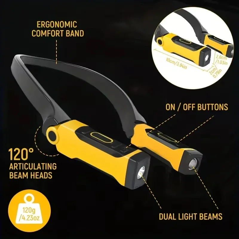 Paquete de 2 luces LED de lectura para el cuello recargables, dos niveles de brillo para leer, tejer, acampar y reparar luz de trabajo Led