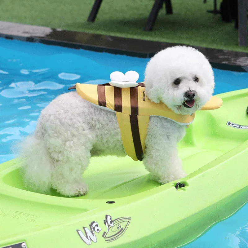 Traje de baño de verano para perros con abeja pequeña, chaleco salvavidas impermeable para cachorros, ropa transpirable para perros, arnés de seguridad para natación, suministros para mascotas