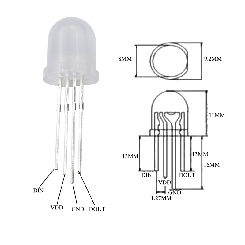 5v Ws2812 5mm Led Rgb Dip diodo sueño Color direccionable a todo Color claro difuso neón Pixel Light Ws2812b Diy Drone luz