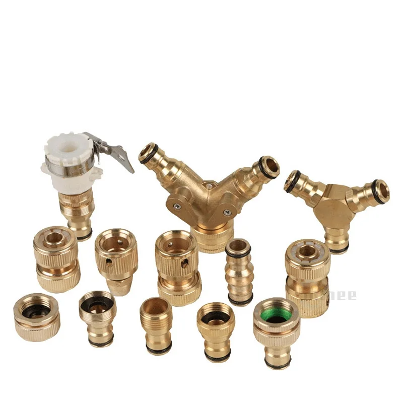 1 Uds. Conector rápido de grifo de latón de 1/2 ''3/4'' 1 '', adaptador de acoplamiento de manguera de cobre de 16mm, herramienta de accesorios para pistola de riego de reparación de tubos de jardín