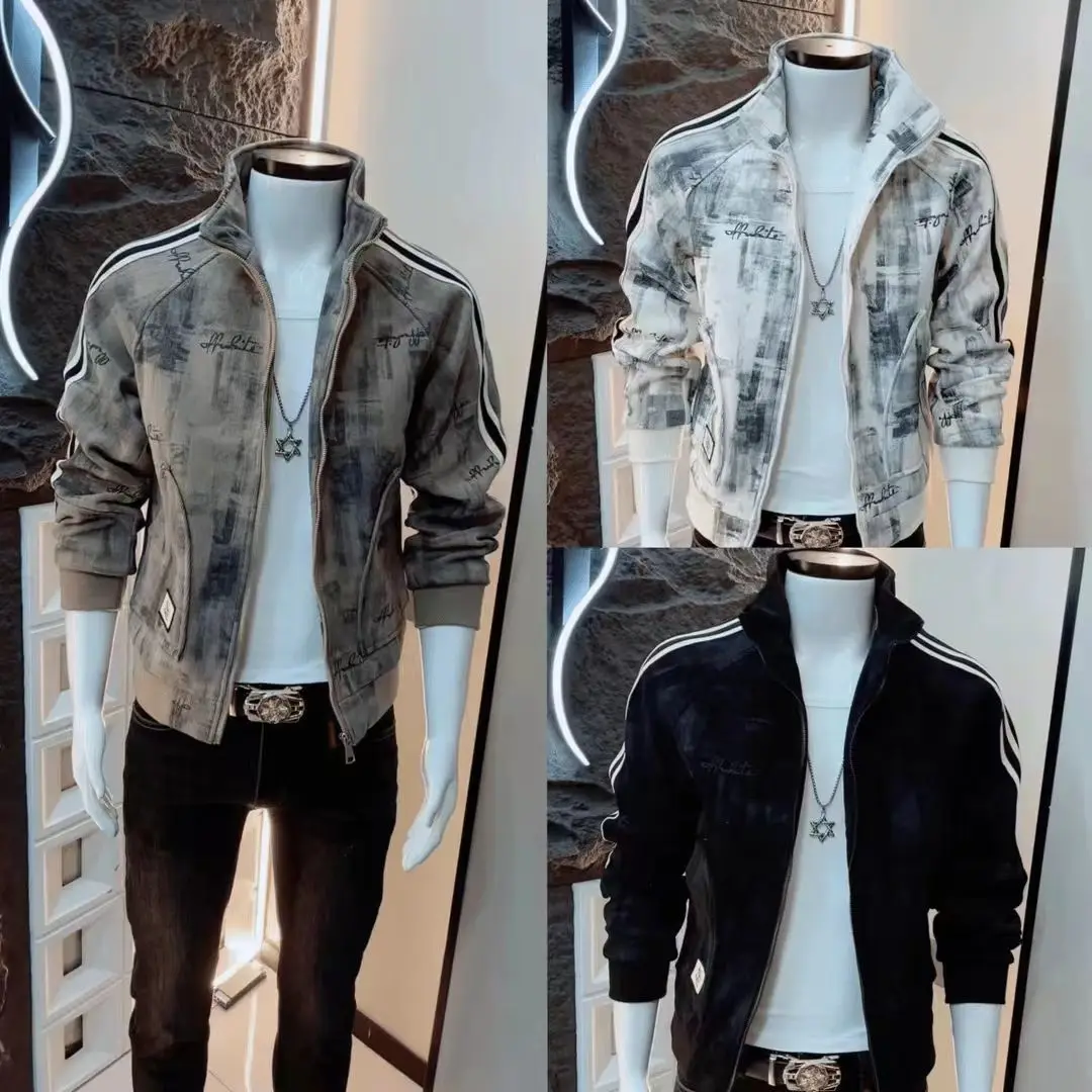 Chaqueta de marca de moda para hombre, nuevo patrón Retro, chaqueta informal de manga larga, nicho atractivo
