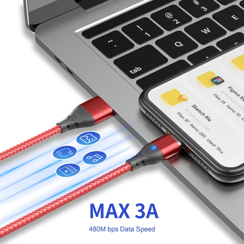 Cable Micro USB tipo C de carga rápida magnética para iPhone Samsung Xiaomi Realme Oneplus Huawei Cable de datos magnético para teléfono móvil