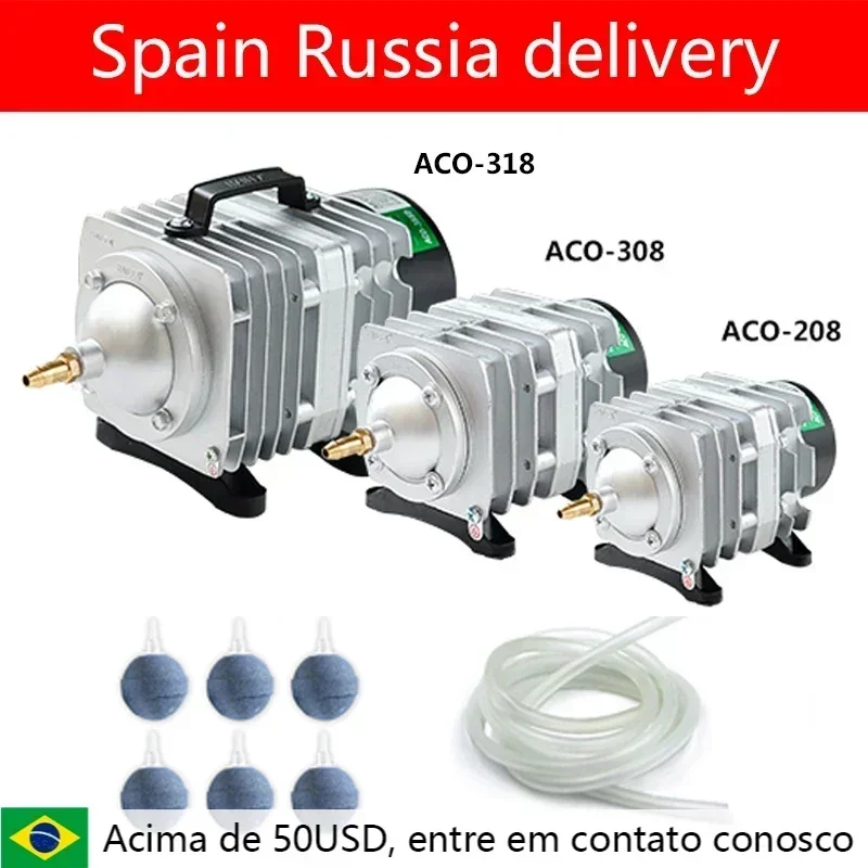220V Hailea ACO-208 308 318 compresor de aire electromagnético portátil koi pecera burbuja acuario bomba de aire estanque aireador