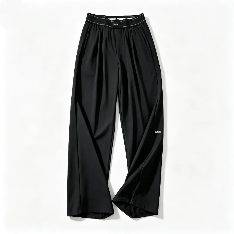 Pantalones casuales holgados de mujer 2026, de cintura alta y finos, transpirables, con caída, de pierna ancha y boca recta, ideales para yoga y verano.