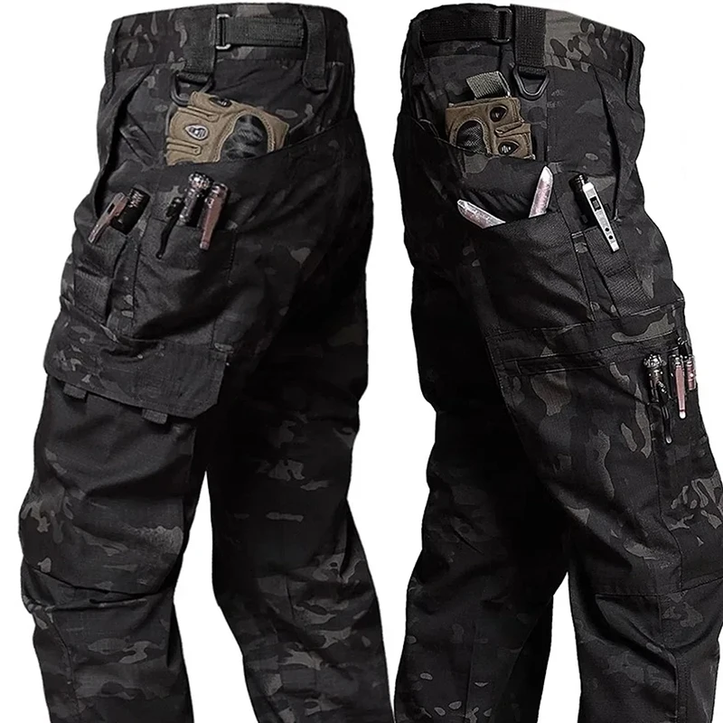 Nuevos pantalones de trabajo tácticos para hombre, pantalones Cargo informales impermeables para exteriores, pantalones de adiestramiento al aire libre resistentes al desgaste con múltiples bolsillos, 2/1 Uds.