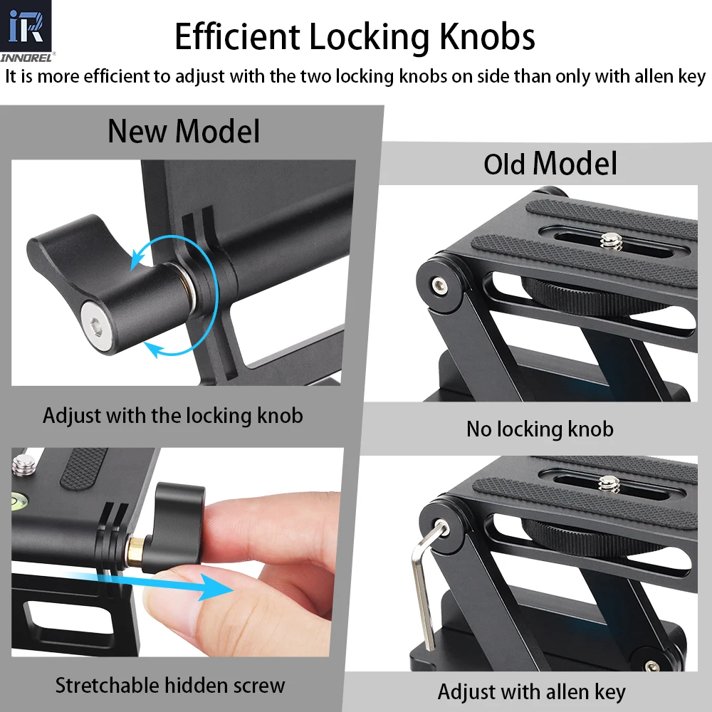 Cabezal de trípode inclinable INNOREL ZH7 Z, cabezal plegable Flexible con perilla de ajuste para cámara DSLR, videocámara, carril deslizante de carga de 5kg