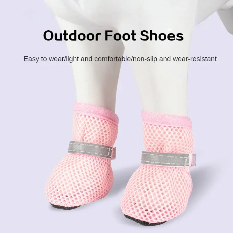 4 pares de zapatos para perros, antideslizantes, transpirables, resistentes al desgaste, botas para perros, adecuadas para mascotas pequeñas y medianas, calzado protector para cachorros