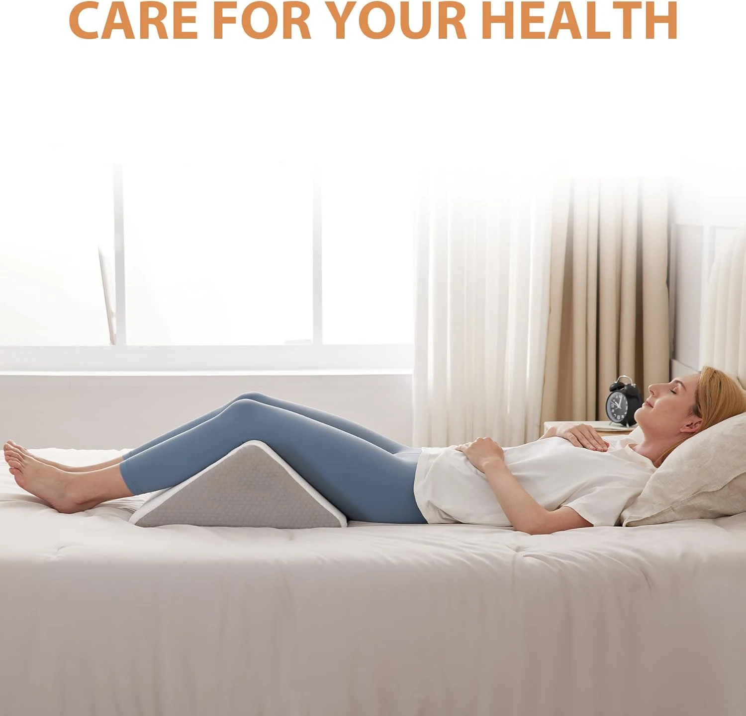 1 pieza de almohada de cuña para posicionadores de cuerpo para dormir, dispositivo de giro, soporte de pierna y rodilla postrado en cama, almohada de respaldo de cuña de posicionamiento