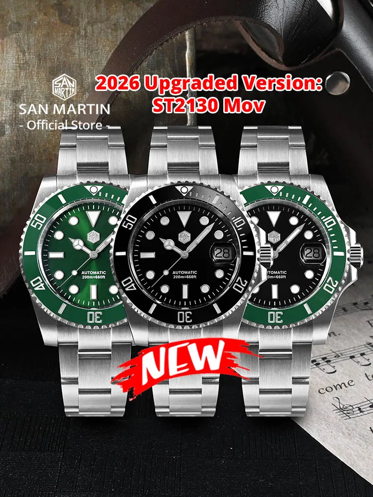 San Martin versión mejorada 40mm Water Ghost Diver reloj hombres relojes mecánicos automáticos de lujo zafiro impermeable 200m SN0017
