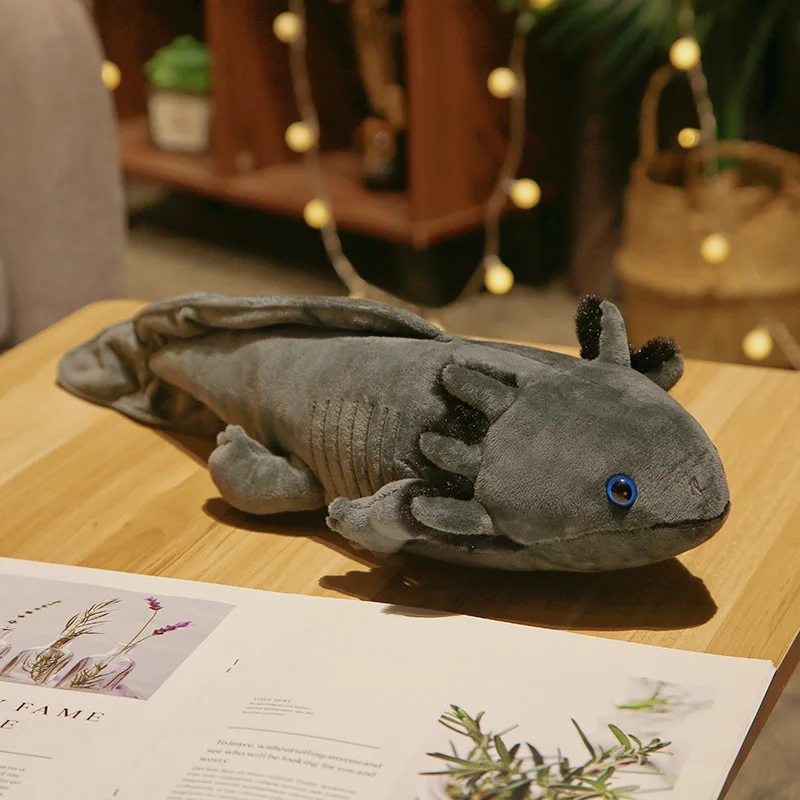 45cm Kawaii colorido Newt juguete de peluche relleno lindo Axolotl salamandra peluda pez de peluche apaciguador almohada larga cojín regalo para niños
