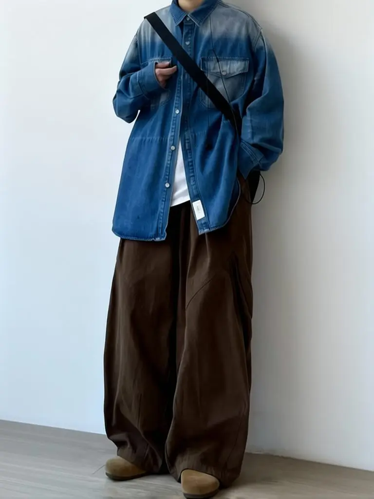 Pantalones Harajuku para Hombre, Pantalones Anchos, Pantalones Deportivos de Pierna Ancha, Pantalones Casuales Vintage, Pantalones Rectos, Ropa Urbana de Algodón, Estilo Japonés de Verano