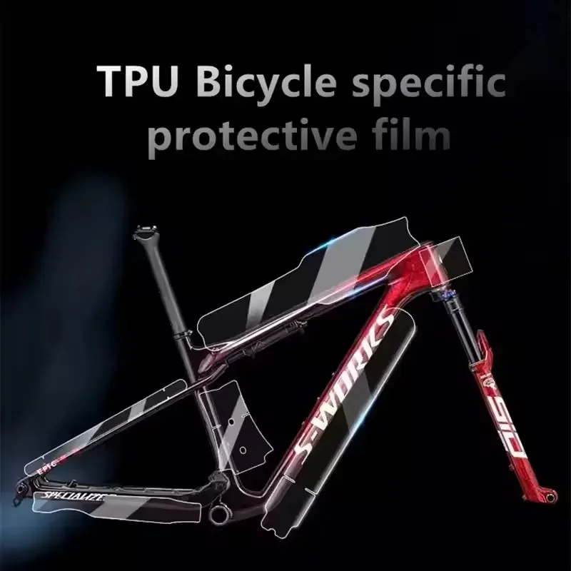 Adhesivo para Cuadro de Bicicleta de Carretera, Protector Transparente Resistente a Arañazos, Adhesivo para Bicicleta, Protector MTB, Película Protectora Universal Recortada Específica de TPU