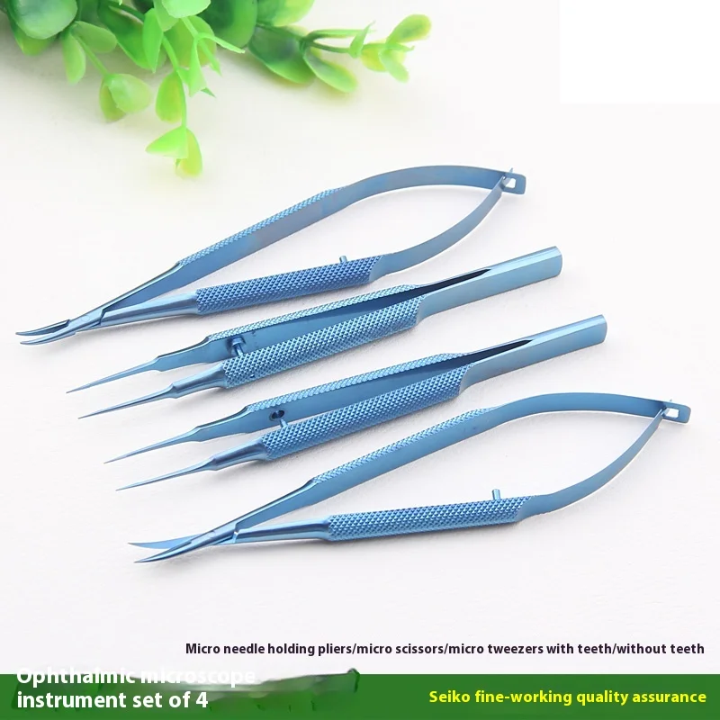 Instrumentos Juego de Cataract Phaco Set Pinzas Porta agujas 4 unids/set Instrumentos microquirúrgicos oftálmicos