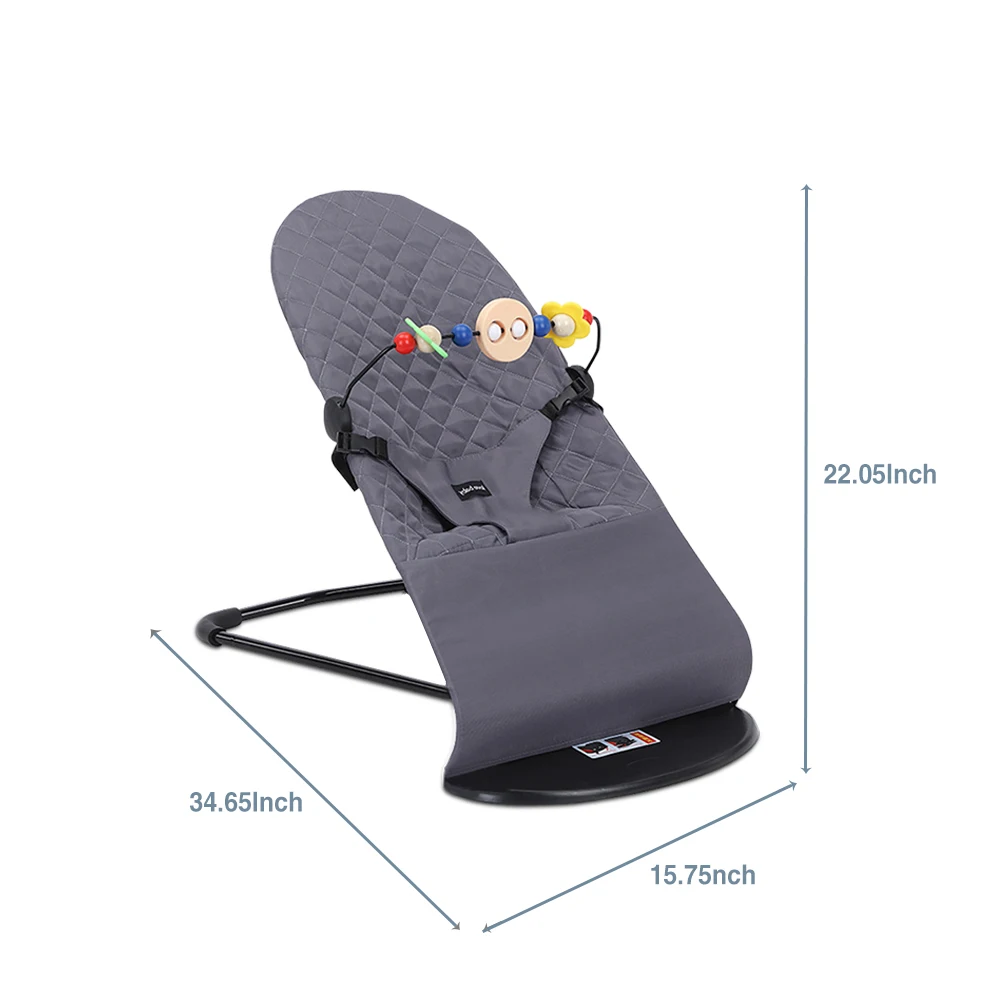 Mecedora para bebé con juguetes, columpio plegable para bebés y niños pequeños, silla cómoda para bebé con ajuste de altura de tres velocidades