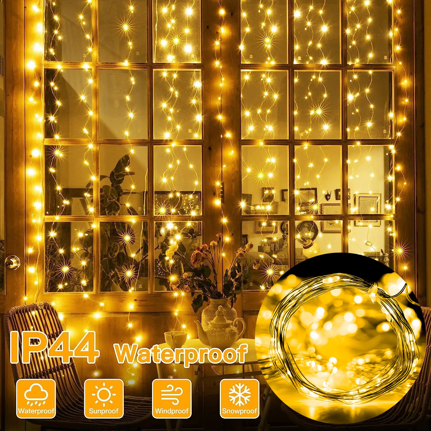 Luces navideñas LED guirnaldas de luces de cortina 8 modos remoto USB adorno decoración navideña para el hogar vacaciones lámpara de Año Nuevo