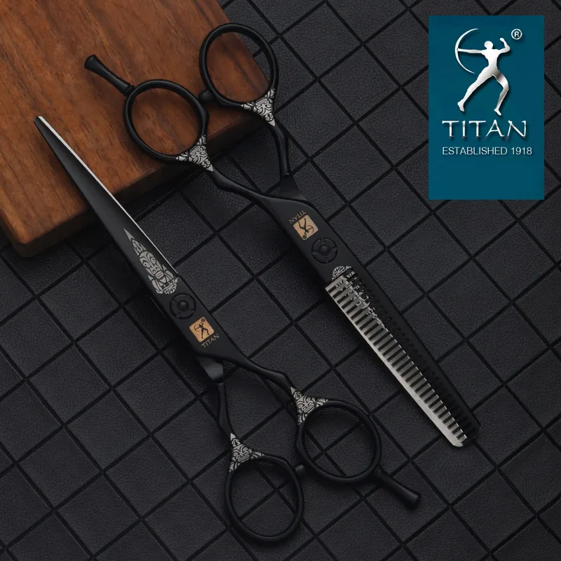 Tijeras de Peluquería TITAN para Adelgazar y Cortar el Cabello, Tijeras de Barbero de Acero Japonés de 5.5 y 6.0 Pulgadas