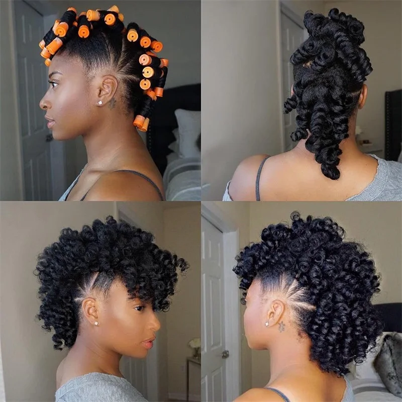 Juego de varillas permanentes de 100 piezas, rodillos de ondas frías de 5 tamaños para peinado y peluquería con rizador natural (naranja, morado, gris, azul, amarillo)