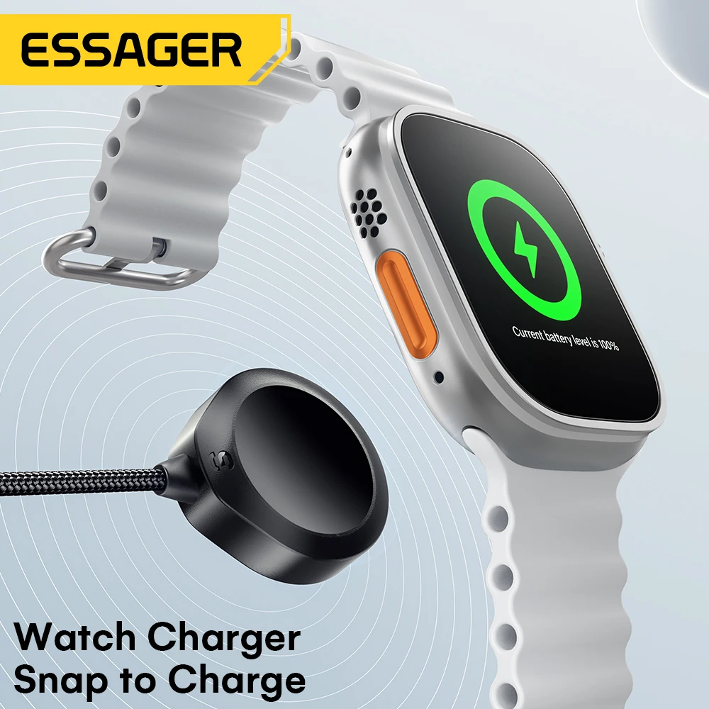 Essager Cable de carga USB C 3 en 1 de 100W para Apple iWatch iPhone 16/15/14/13 Pro con Cable de carga rápida Lightning tipo C