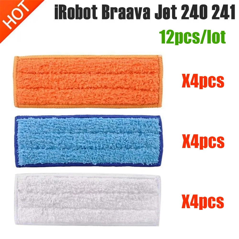 Almohadillas lavables para fregar en húmedo, almohadillas húmedas, paño seco para iRobot Braava Jet 240 241, repuestos de Robot limpiador, kit de repuesto de trapo