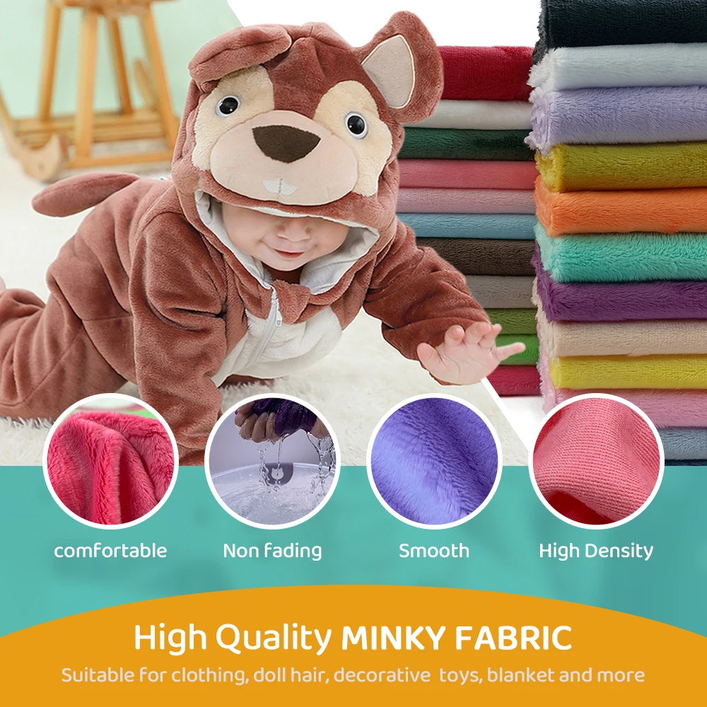 Tela Minky de 3mm en 43 Colores, 100% Poliéster, Ecológica, 45x50cm, para Forro de Disfraces y Peluches