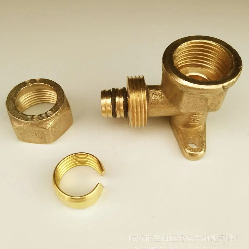 Conector acodado de cobre de rosca hembra de 1/2 "con Pedestal para manguera de 16mm y 20mm, juntas de latón para pared, accesorios de tubería fija, acoplamiento de tubería