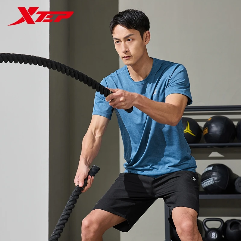 Xtep-traje deportivo de manga corta para hombre, traje deportivo de secado rápido, Tops y pantalones para exteriores que absorben el sudor, 876229A70176