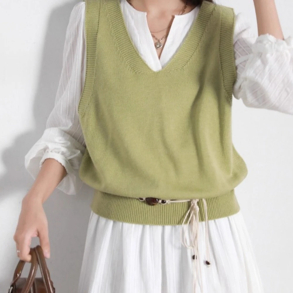 Conjunto de Vestido CHIC VEN para Mujer, Vestido Largo Casual Holgado de Manga Larga con Chaleco de Punto, Primavera Otoño 2026