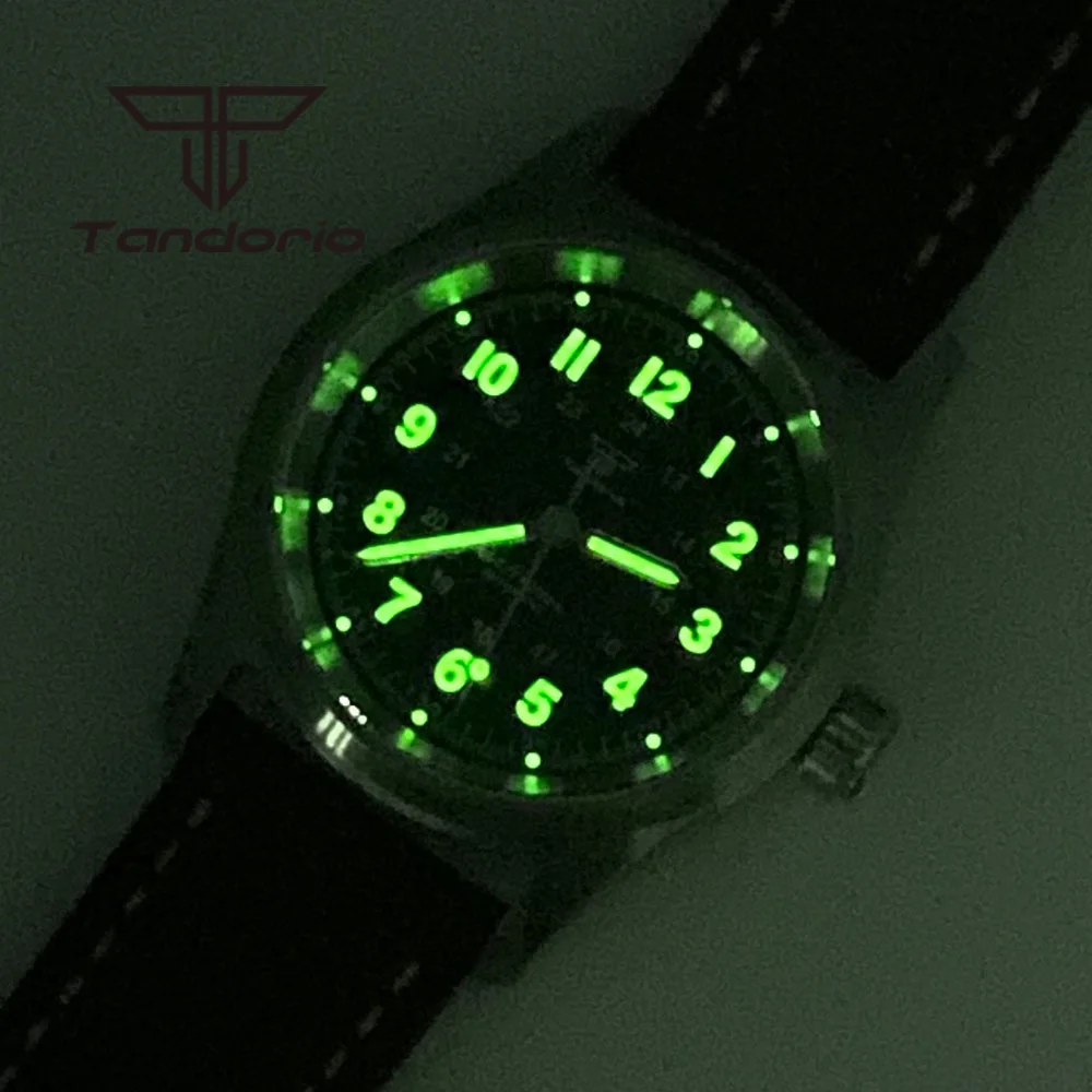 Tandorio 36mm moda 20BAR reloj piloto de buceo automático para hombres señoras NH35/PT5000/Miyota8215 Movt reloj de pulsera de zafiro verde Lume