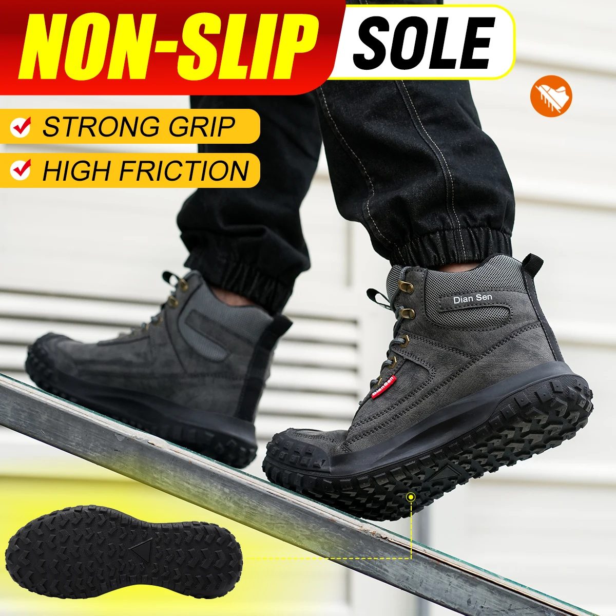 Zapatos de Seguridad con Puntera de Acero para Hombre Dian Sen, con Suelas Antiaplastamiento, Antipinchazos y Antideslizantes, Zapatos de Trabajo Industriales Modernos