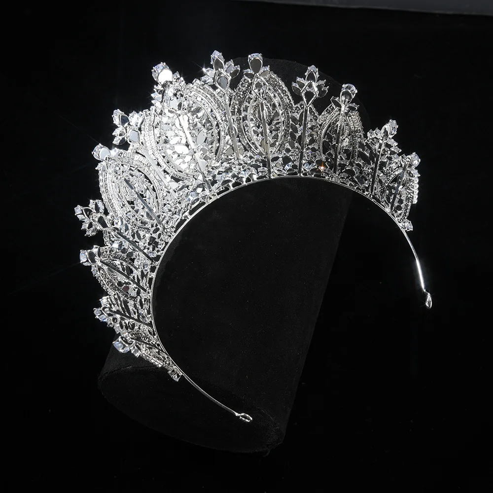Corona de Reina Barroca para Novia, Tocado de Cristal, Coronas Grandes, Tiaras para Mujer, Joyería para el Cabello de Novia, Accesorio para Fiestas y Concursos