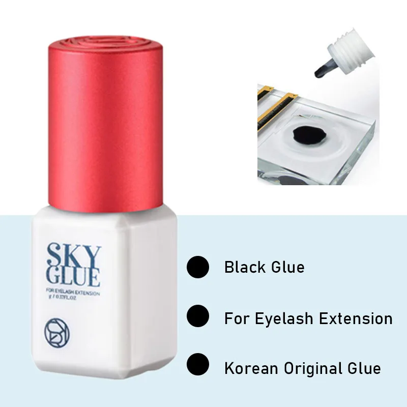 10 botellas SKY S + pegamento extensión de pestañas 5ml Corea Original negro rojo tapa pestañas postizas cielo adhesivo suministros herramientas de maquillaje Colas