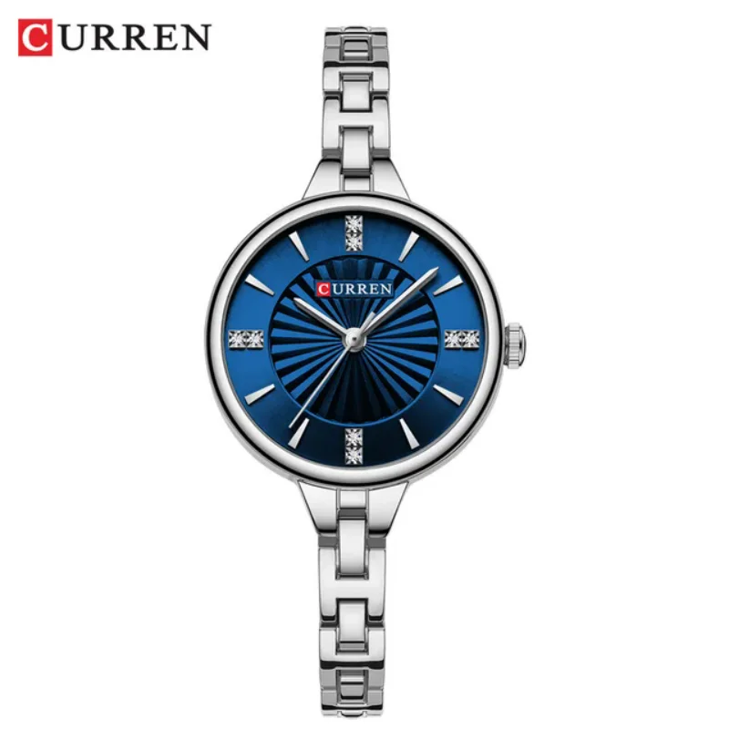Reloj CURREN 9097 de cuarzo informal para mujer, elegante diseño Simple, resistente al agua, correa de acero inoxidable, reloj de pulsera de negocios a la moda para mujer