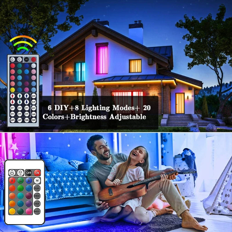 Luces Led USB de 5V para habitación, tira de luces Led RGB, 10m, 20m, 30m, cinta de diodo Flexible para decoración de habitación, dormitorio, retroiluminación de TV