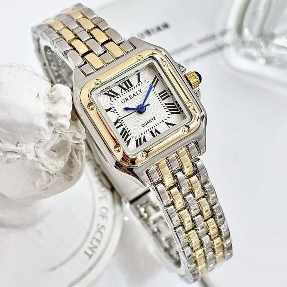 Relojes de lujo con diamantes de imitación para Mujer, Reloj de pulsera cuadrado de cuarzo a la moda, Reloj sencillo para Mujer