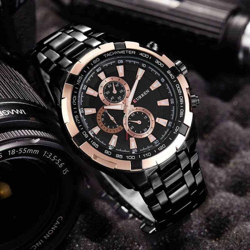 Reloj de cuarzo CURREN 8023 para hombre, relojes militares deportivos resistentes al agua, reloj de pulsera de acero inoxidable para negocios para hombre, reloj para hombre
