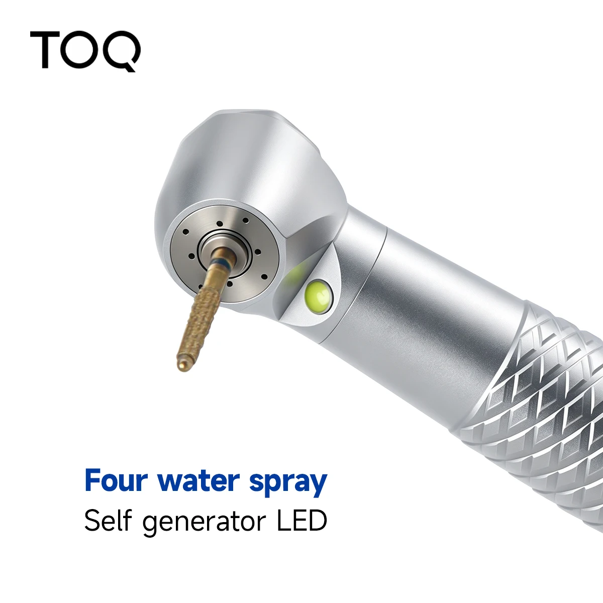 TOQ Dental Pieza de mano de alta velocidad con generador eléctrico autónomo, luz LED, turbina de aire, botón de presión, triple pulverización de agua, 2 orificios