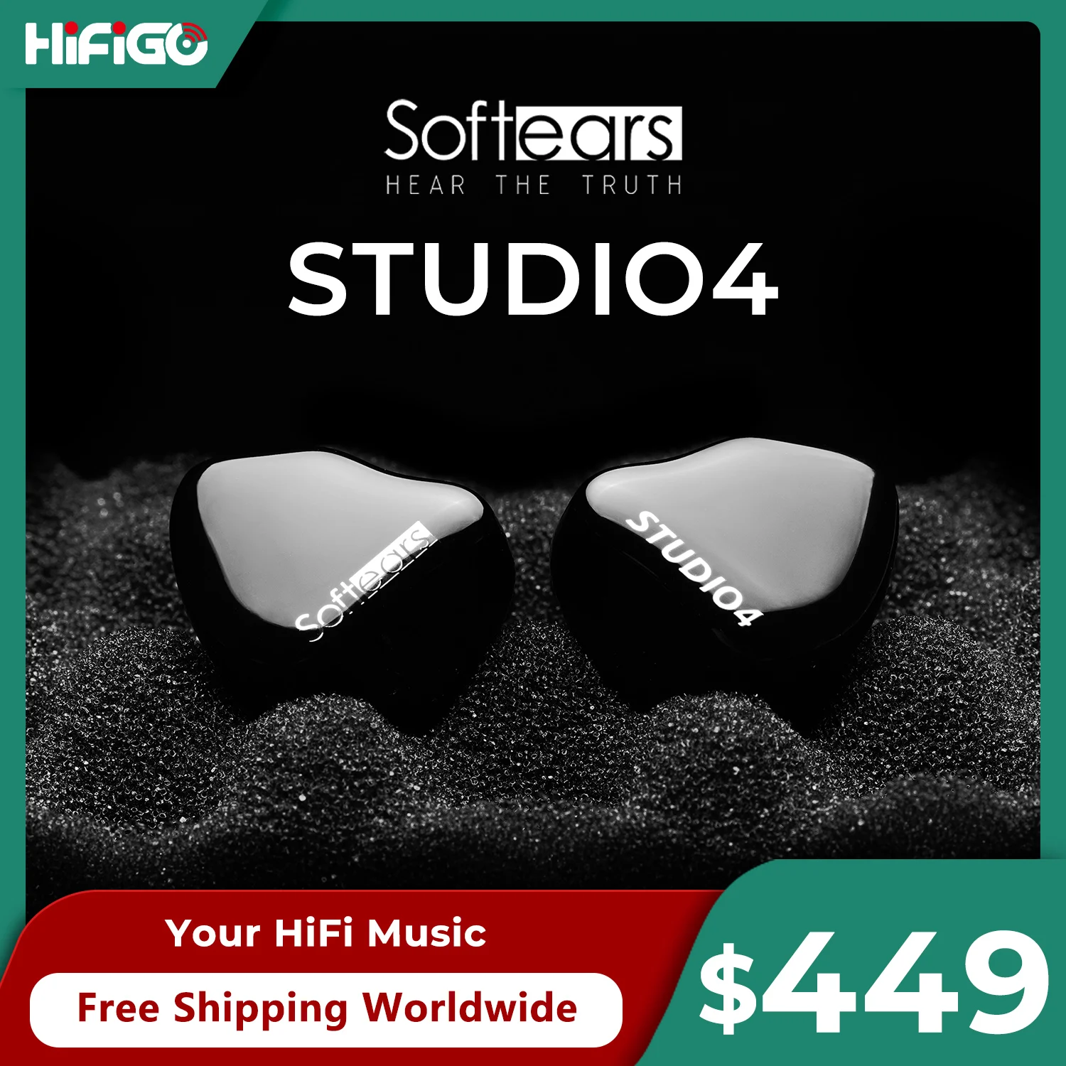 Softears Studio Series Studio4 4 BA Driver Monitores intrauditivos Auriculares 4 conductores Crossover de 3 vías Profesional HiFi IEMs HiFiGo