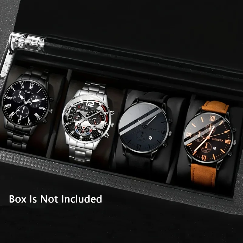 Juego de relojes de cuarzo para hombre, 4 Uds., esfera decorativa de tres ojos, relojes de negocios para hombre, reloj Masculino (sin caja)
