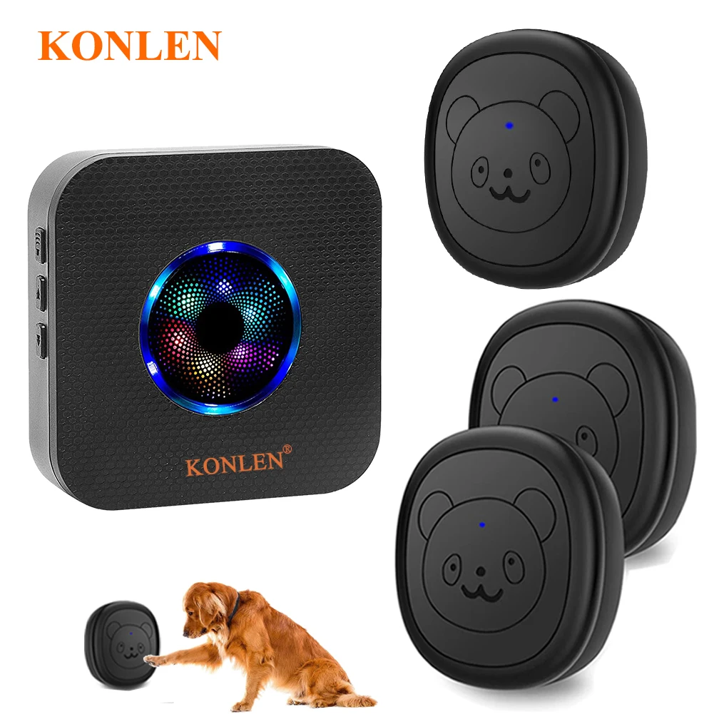 KONLEN-timbre inteligente para perro, timbre inalámbrico para entrenamiento de orinal, campanilla de comida para perros, botón táctil para mascotas, anillo para cachorros para salir
