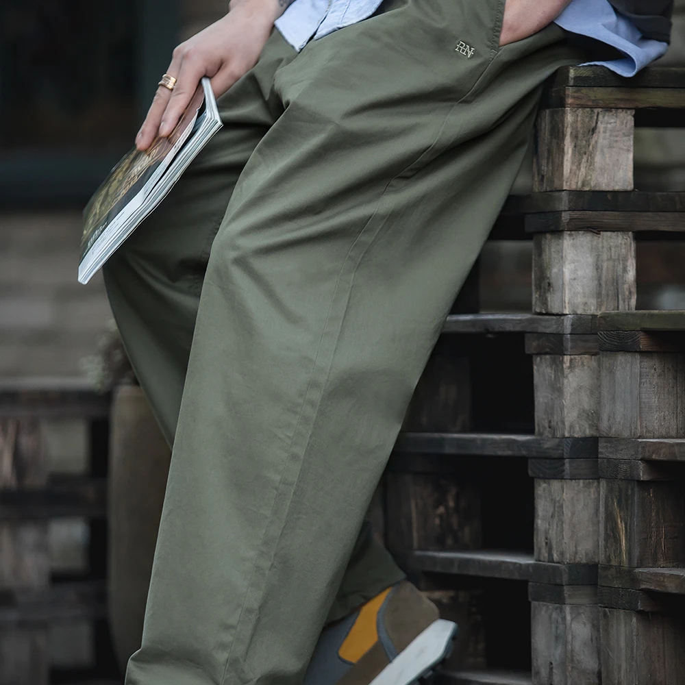 Maden-pantalones Cargo fáciles para hombre, pantalones sueltos informales con bolsillo y cordón, monos Vintage, ropa recta
