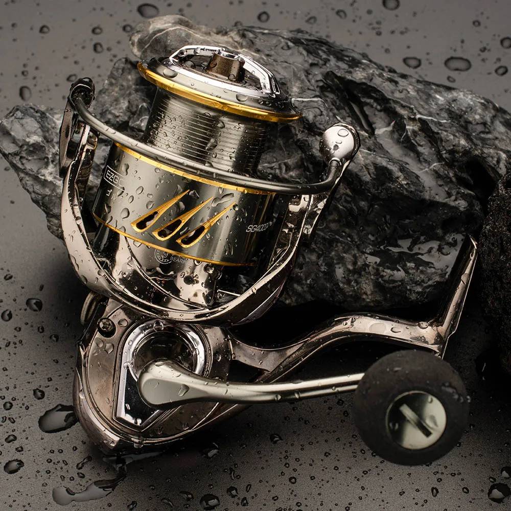 Carrete de pesca 1000-6000 5,2: 1 9 + 1BB carretes de pesca arrastre máximo 10-25KG carrete giratorio de potencia carrete de cuerpo de Metal para carrete de agua de mar