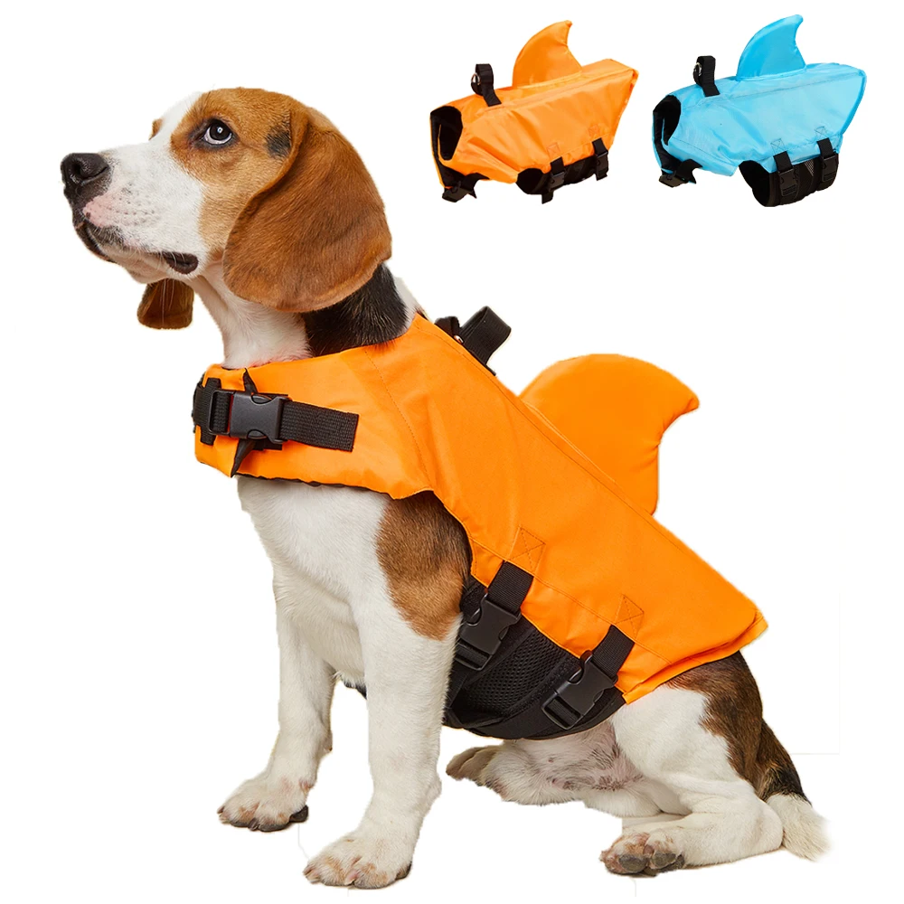 Chaleco salvavidas para perros tiburones, flotabilidad mejorada, ropa de natación para perros pequeños, chaleco de seguridad con asa para perros medianos y grandes, surf