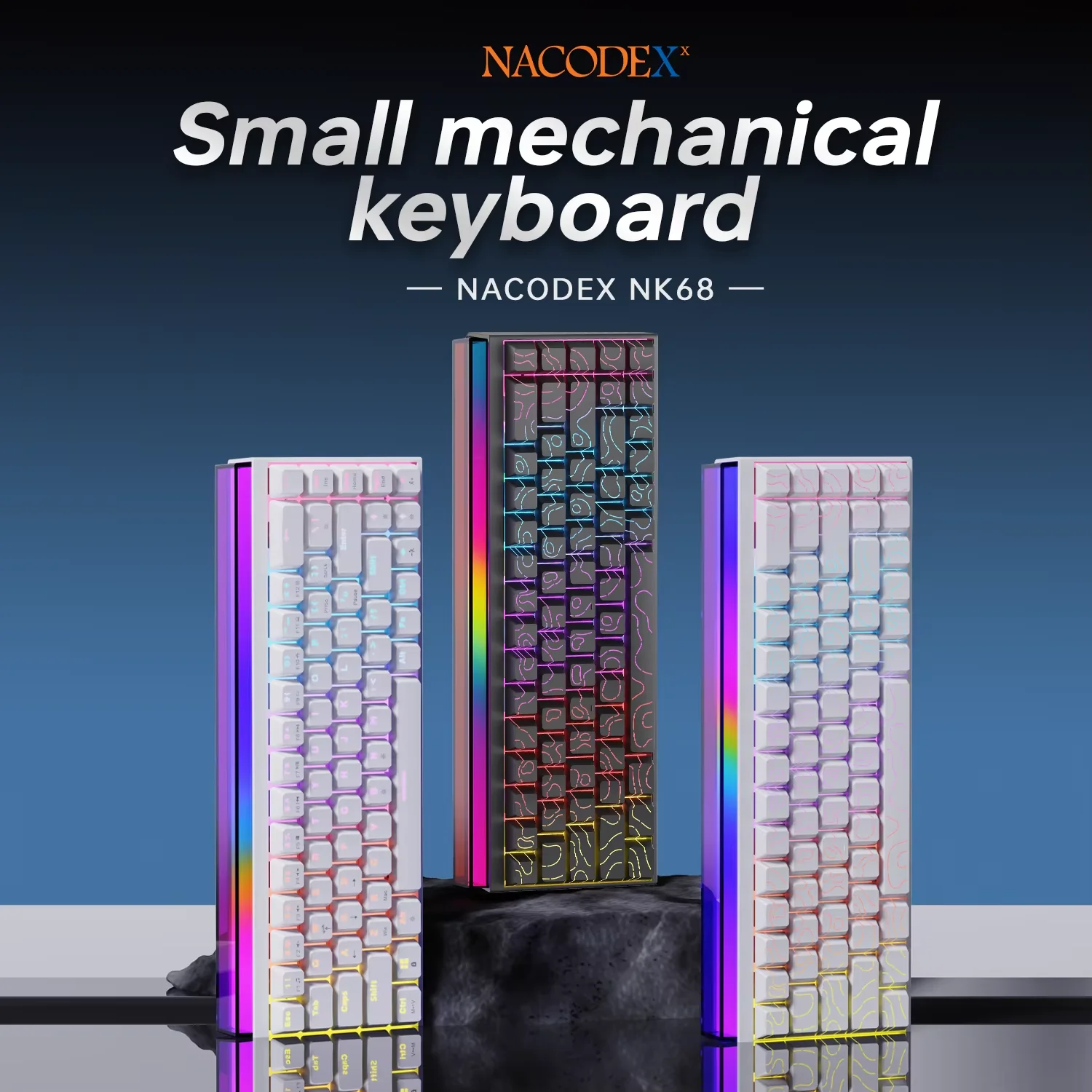 Nuevo Teclado Mecánico Ajazz Nacodex Nk68 con Teclas Terrain, Barra de Luz RGB, 68 Teclas, Conexión por Cable para Juegos y Oficina