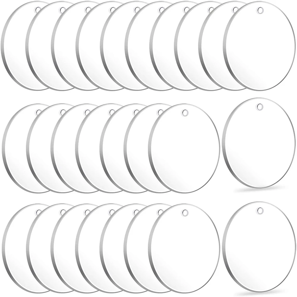 50 Uds llaveros transparentes discos circulares transparentes llavero en blanco acrílico a granel para llavero colgante DIY fabricación de joyas