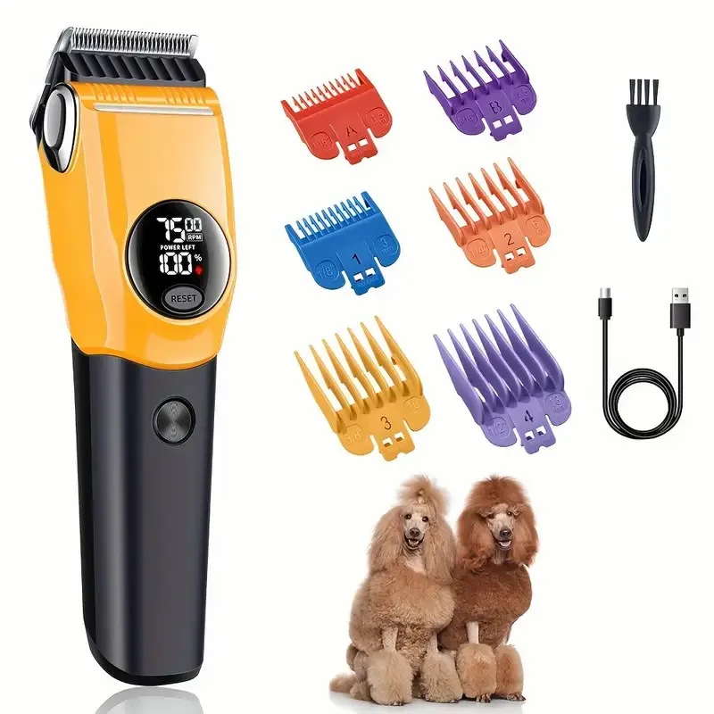 Cortadora de Pelo Profesional para Mascotas, Recortadora de Pelo para Perros y Gatos, 7500/min, LED, Adecuada para Mascotas Grandes, Medianas y Pequeñas