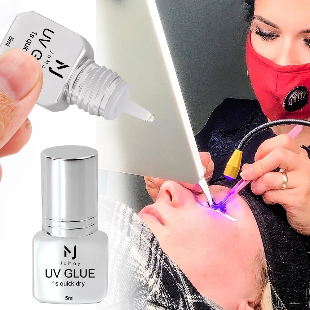 Pegamento para Pestañas JOMAY UV, Pegamento Extra Fuerte para Extensión de Pestañas, Pegamento UV 5ML, Adhesivo Impermeable, 3 Botellas
