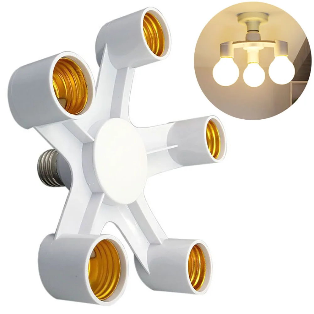 Divisor de enchufe de Base E27 E27 a E27 soporte de lámpara de bombilla LED de la UE 2 en 1/3 en 1/4 en 1/5 en 1/6 en 1 soporte adaptador de bombilla de enchufe de lámpara LED